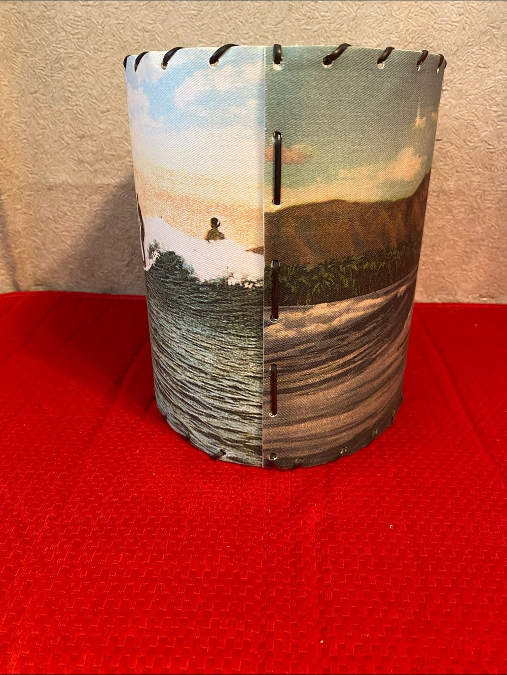 Vintage Surf Scene Fabric Lampshade - Blue and Orange - Picture 4 of 6